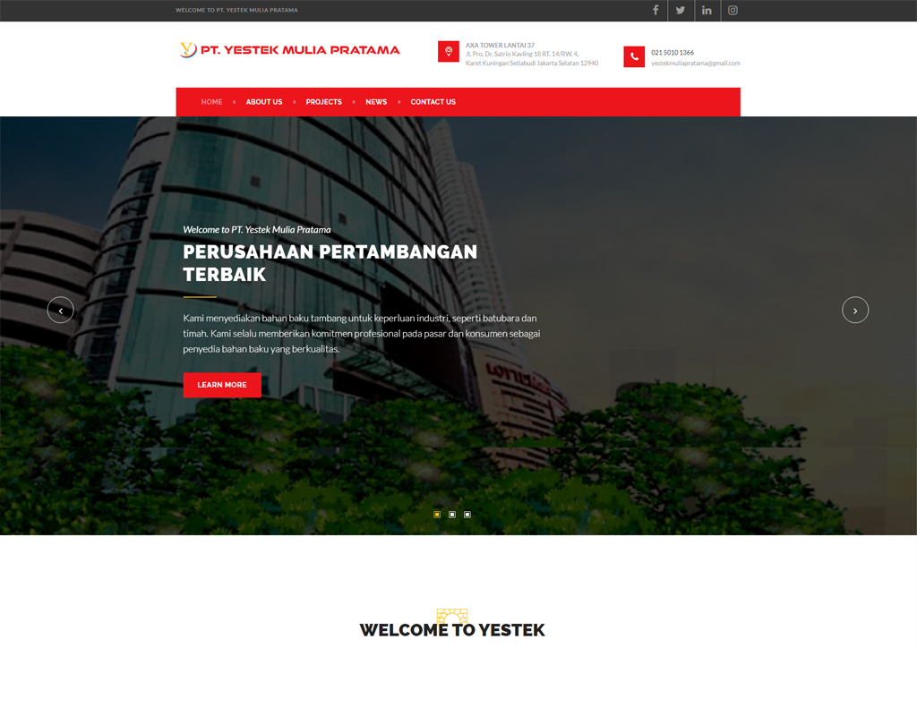 Web Company Profile untuk PT Yestek Mulia Pratama