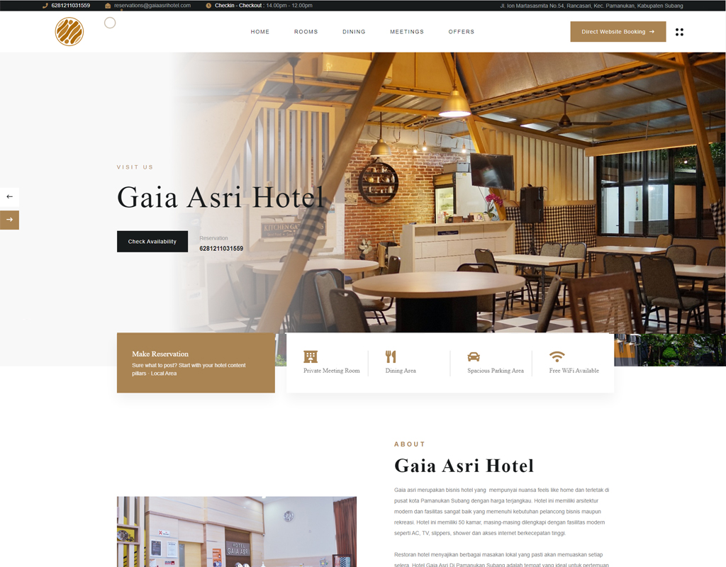 Website Hotel Gaia Asri Pamanukan Subang